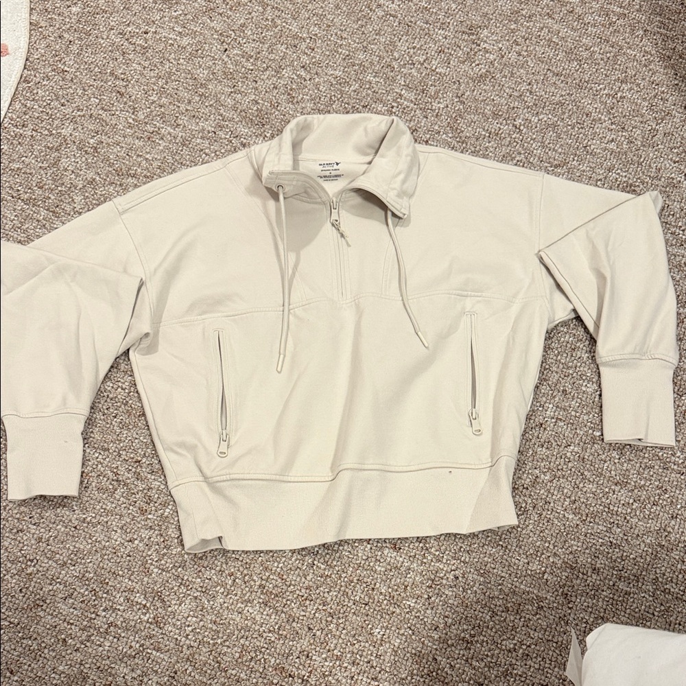 Old Navy Women's Cream Half-Zip Sweatshirt